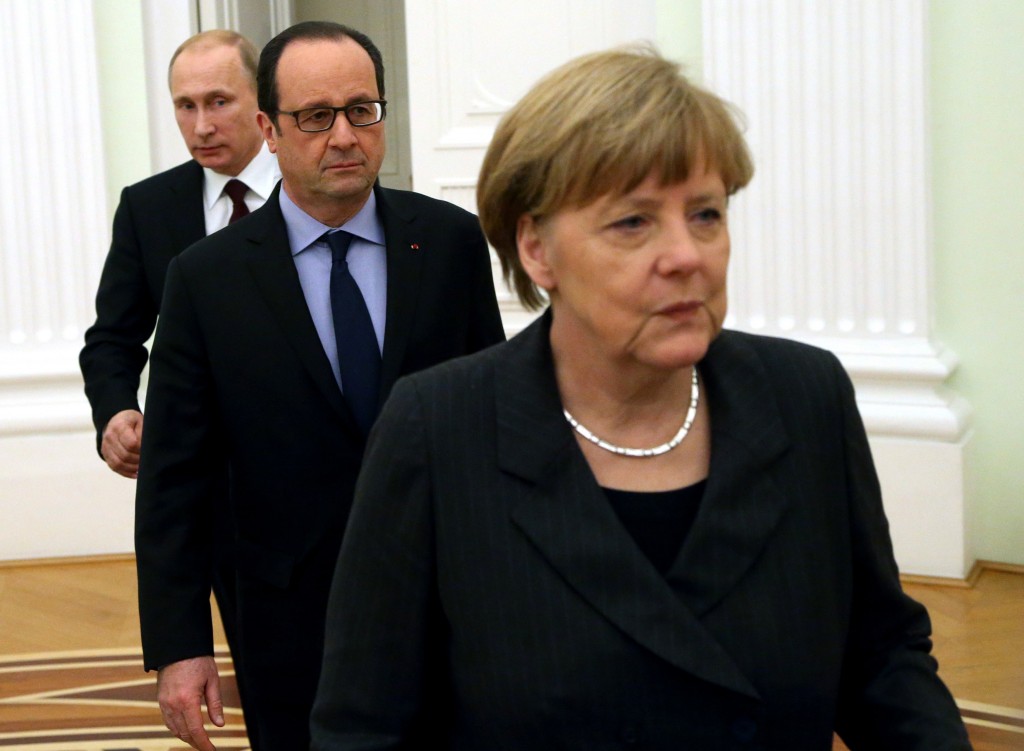 Angela Merkel And Francois Hollande Hold Ukraine Crisis Talks With Vladimir Putin